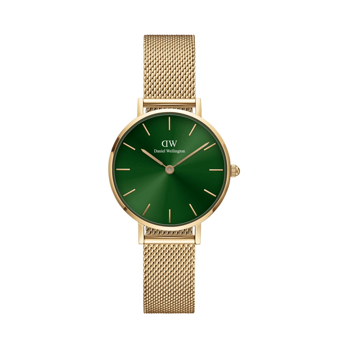 Daniel Wellington Petite Emerald Green dameur med stållænke 28mm