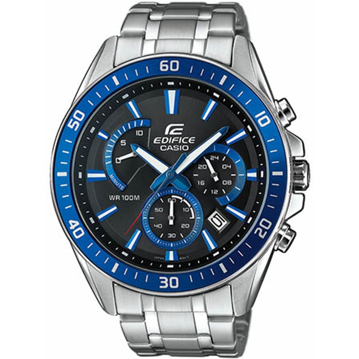 CASIO Edifice Chronograf armbåndsur, blå med stållænke