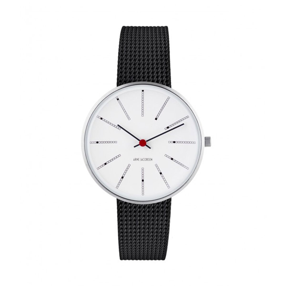 Arne Jacobsen Bankers Watch Ø34 dameur med sort mesh lænke