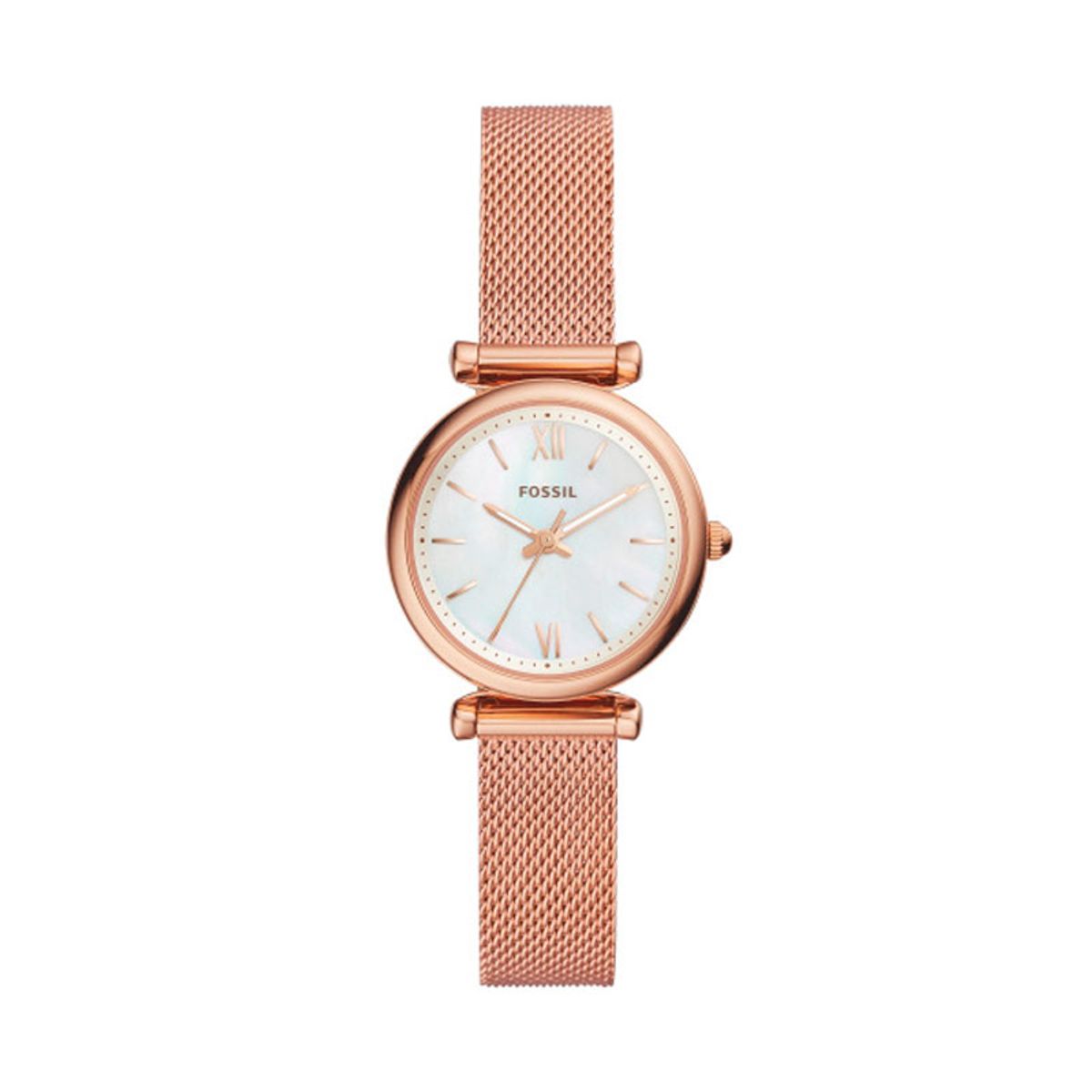 Fossil Carlie Mini dame stål ur i rosa med perlemor