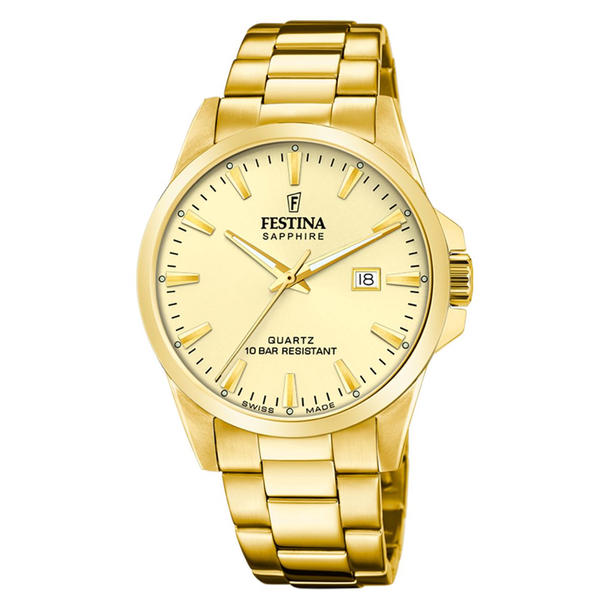 Festina Swiss Made herreur i guldfarvet med guldfarvet urskive