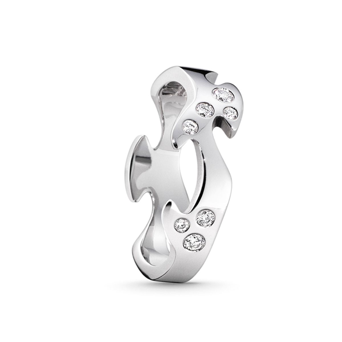 Georg Jensen Fusion centerring 1368A, 18 kt. hvidguld med 8 diamanter