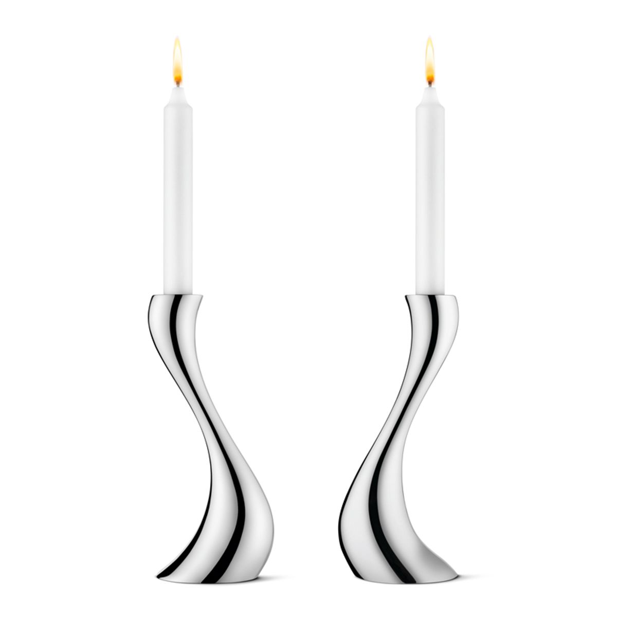 Georg Jensen Cobra lysestage 2 stk medium, stål