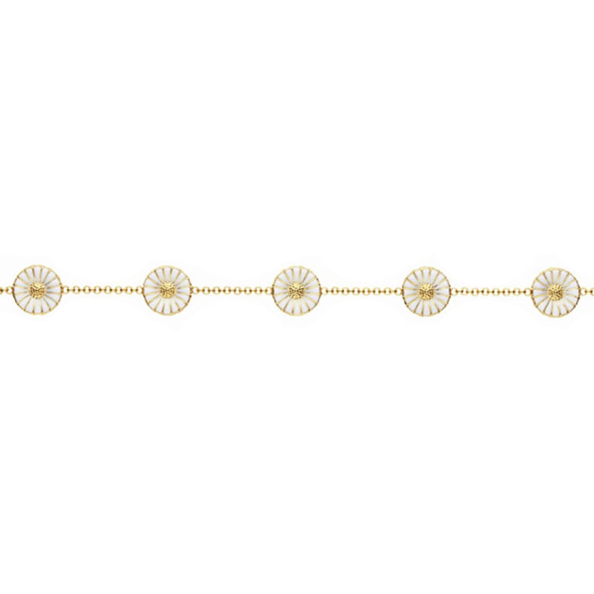 Georg Jensen Daisy Marguerit armbånd, forgyldt med hvid emalje, Ø11mm