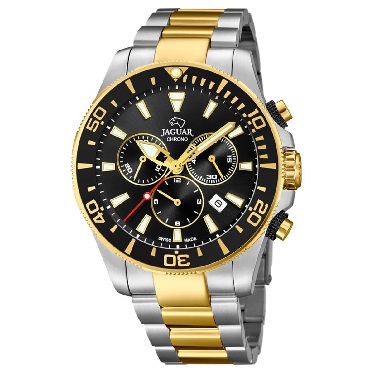 Jaguar Executive Diver chrono armbåndsur i bicolor med sort skive