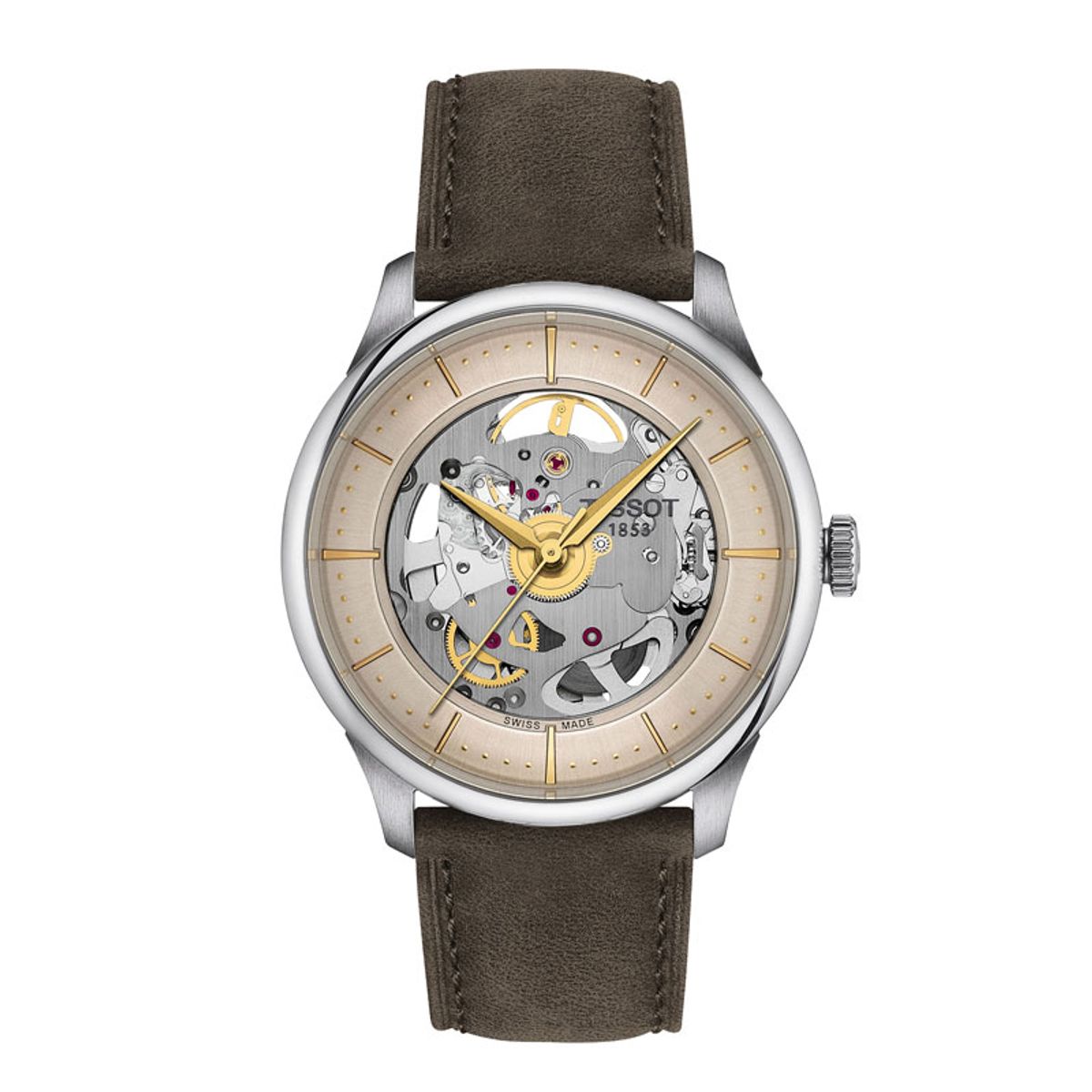 Tissot Chemin des Tourelles Skeleton Powermatic 80 herreur brun, Ø39