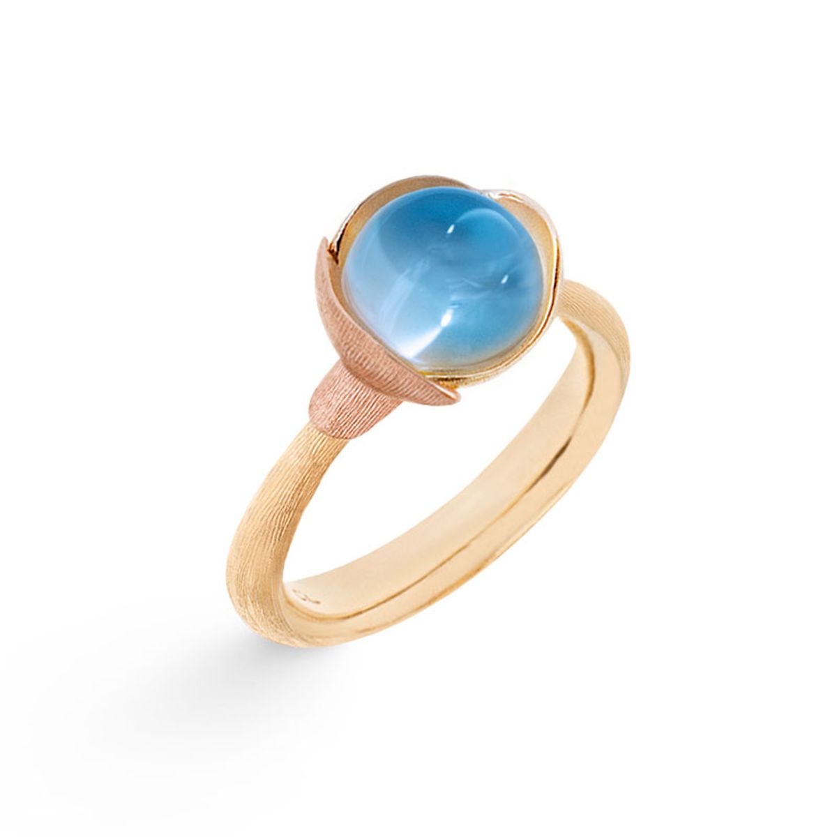 OLE LYNGGAARD COPENHAGEN Lotus 1, 18 kt. guld ring med skye blue topas