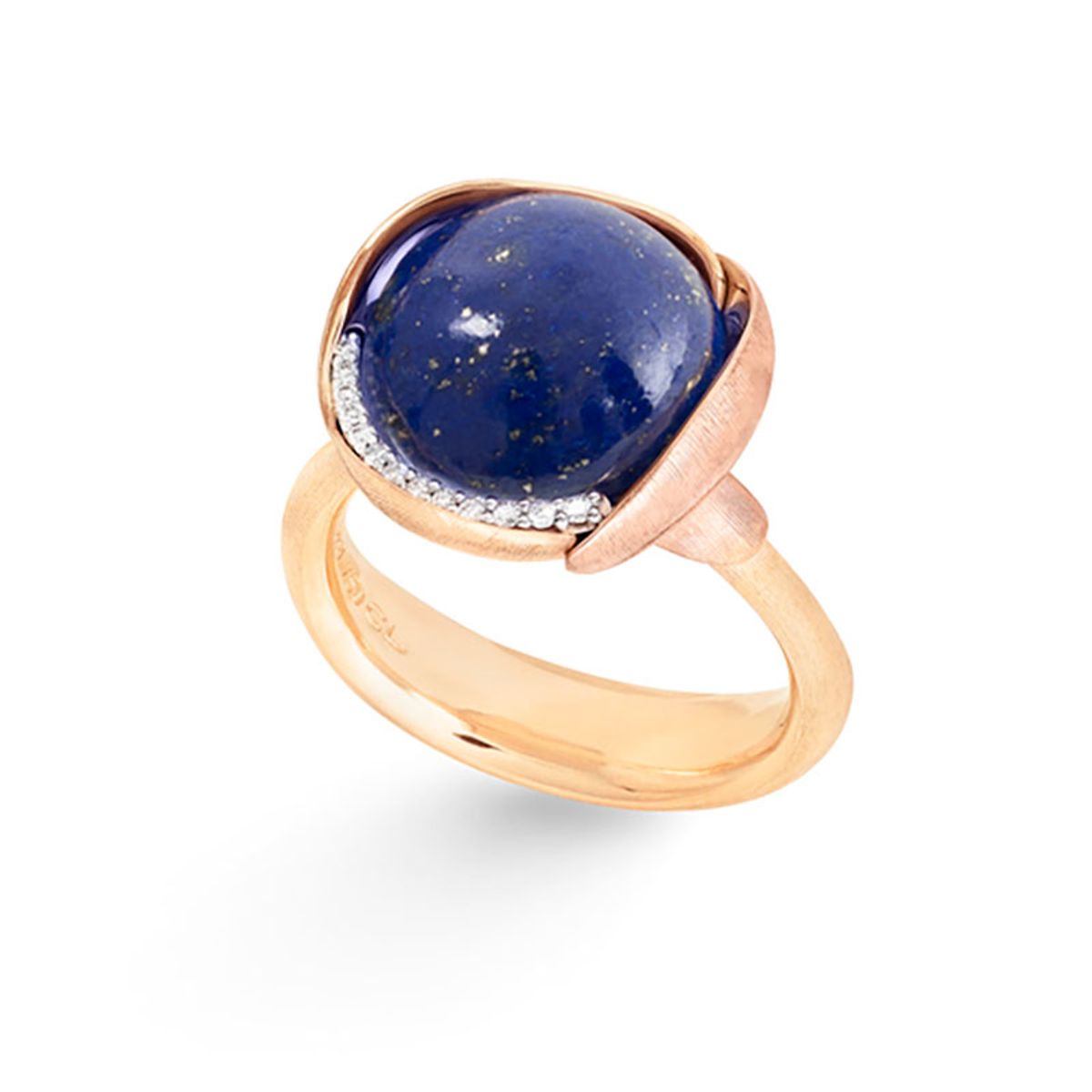 OLE LYNGGAARD COPENHAGEN Lotus 3, 18 kt. guld ring med lapis og brillanter