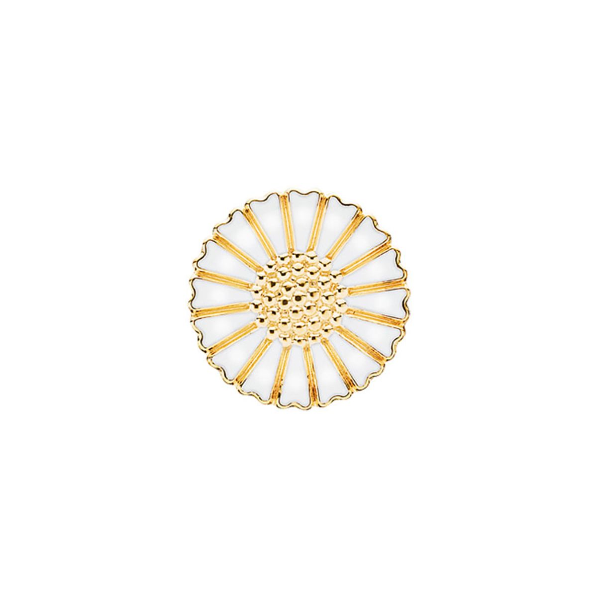 Lund Copenhagen Marguerit Broche Forgyldt med hvide blade 18 mm