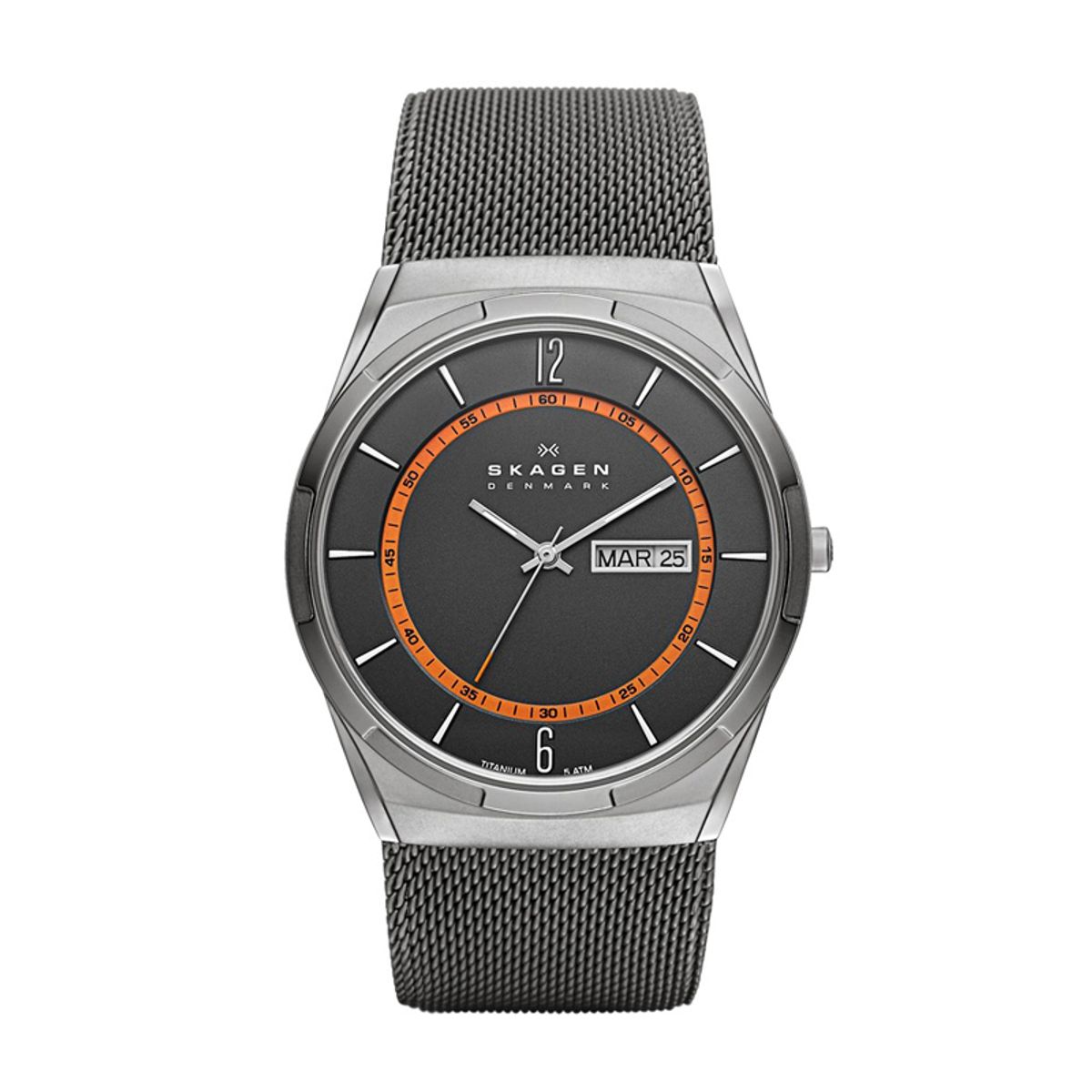 Skagen Melbye Herreur i titanium med mesh lænke