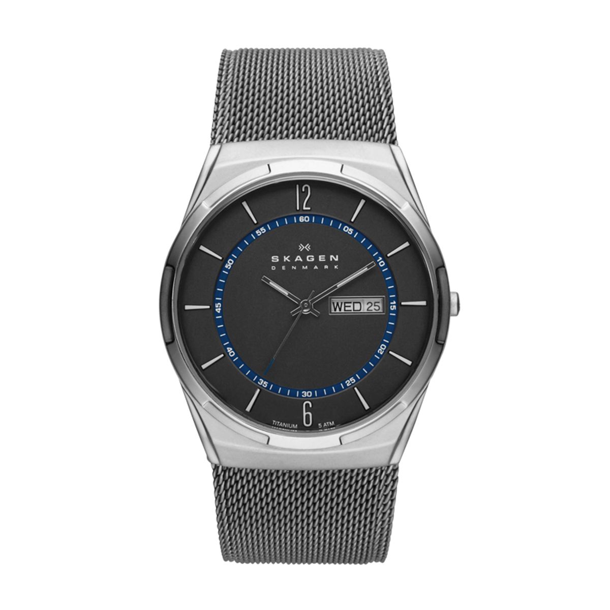 Skagen Melbye Herreur i titanium med mesh lænke