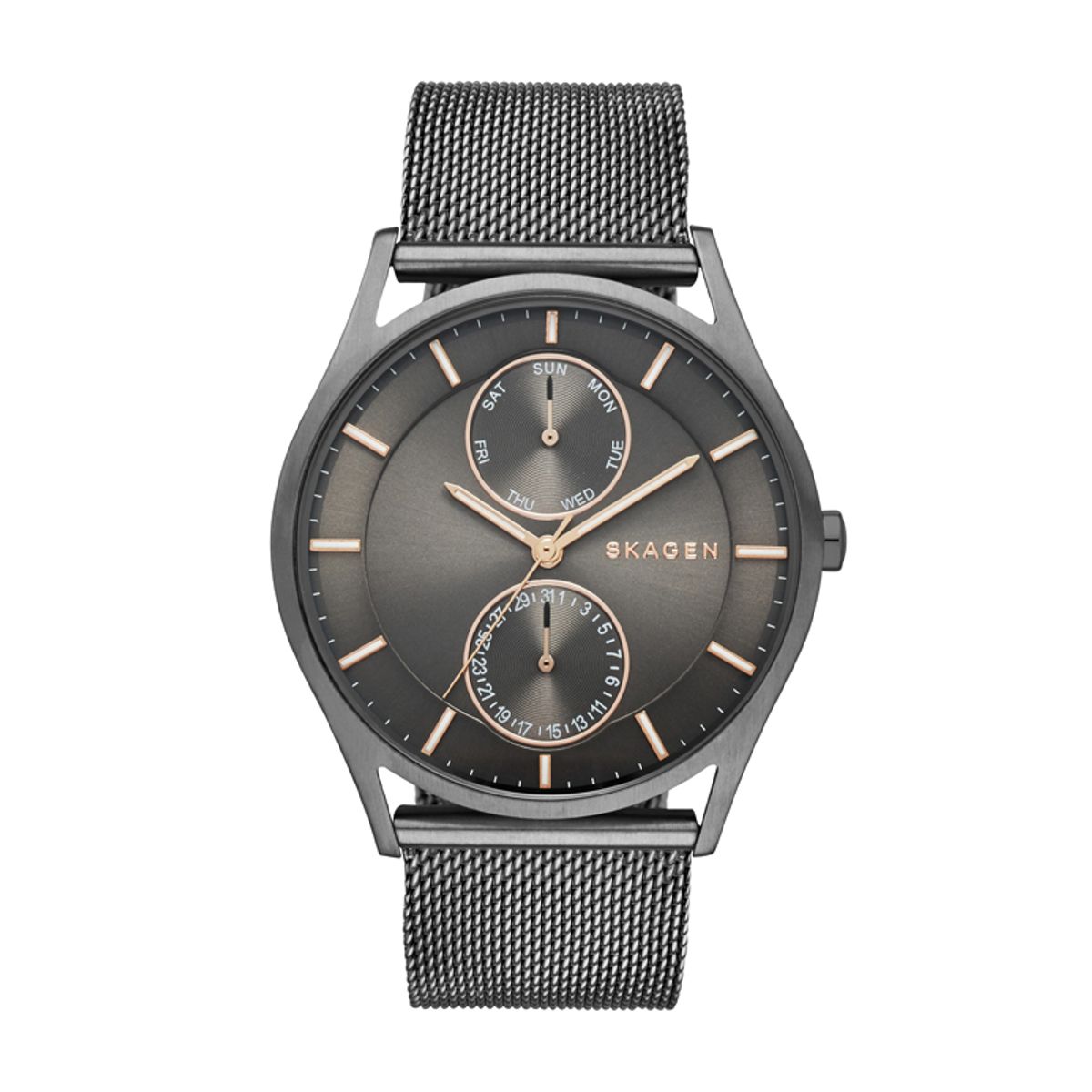 Skagen Holst multifunction herreur i sort med mesh lænke