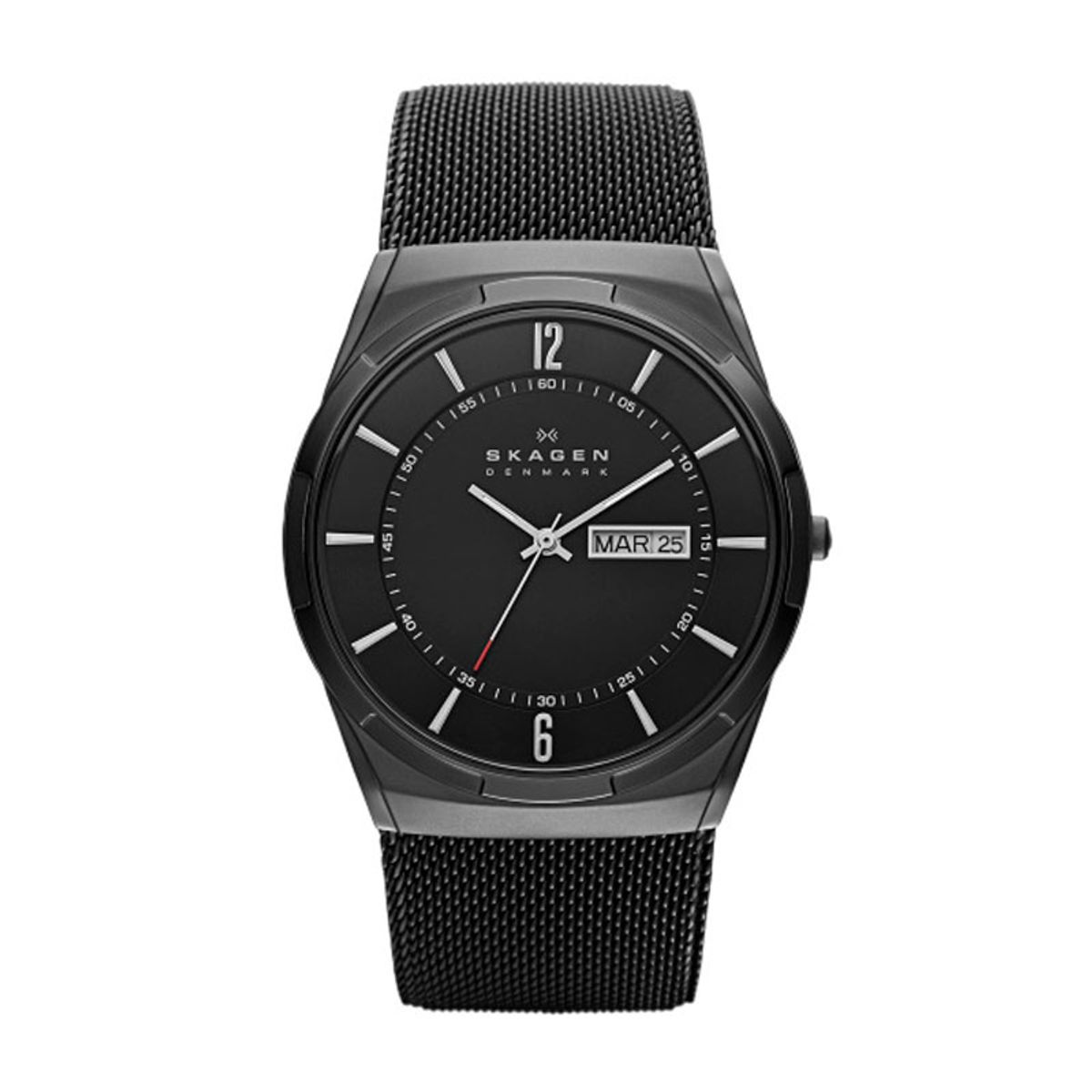 Skagen Melbye Herreur i sort titanium med mesh lænke