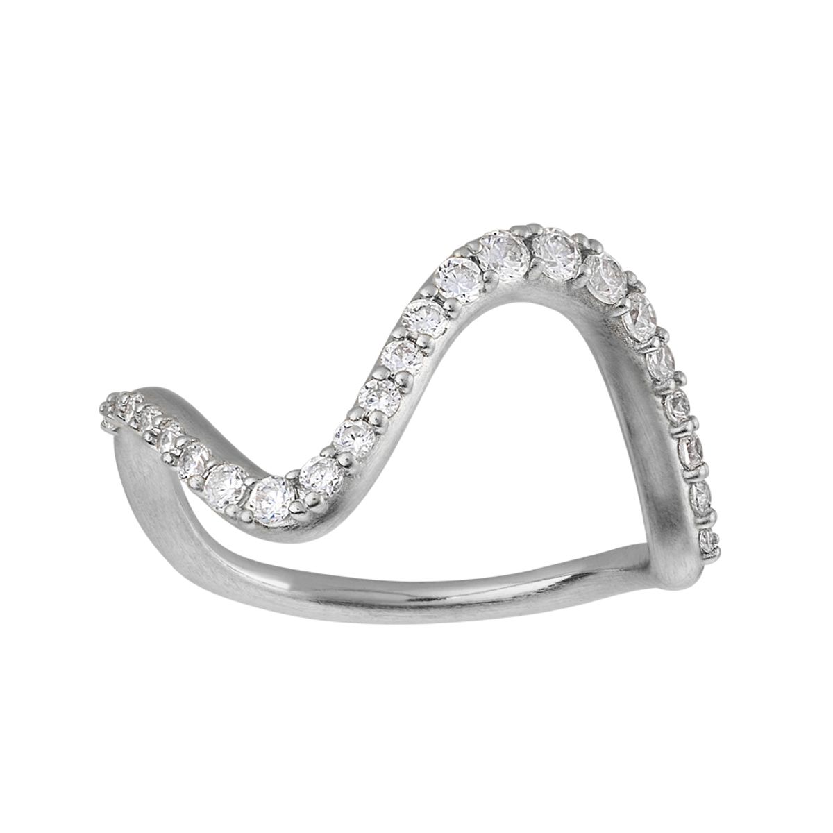 ByBiehl Wave Sparkle Ring i sølv med cz, stor