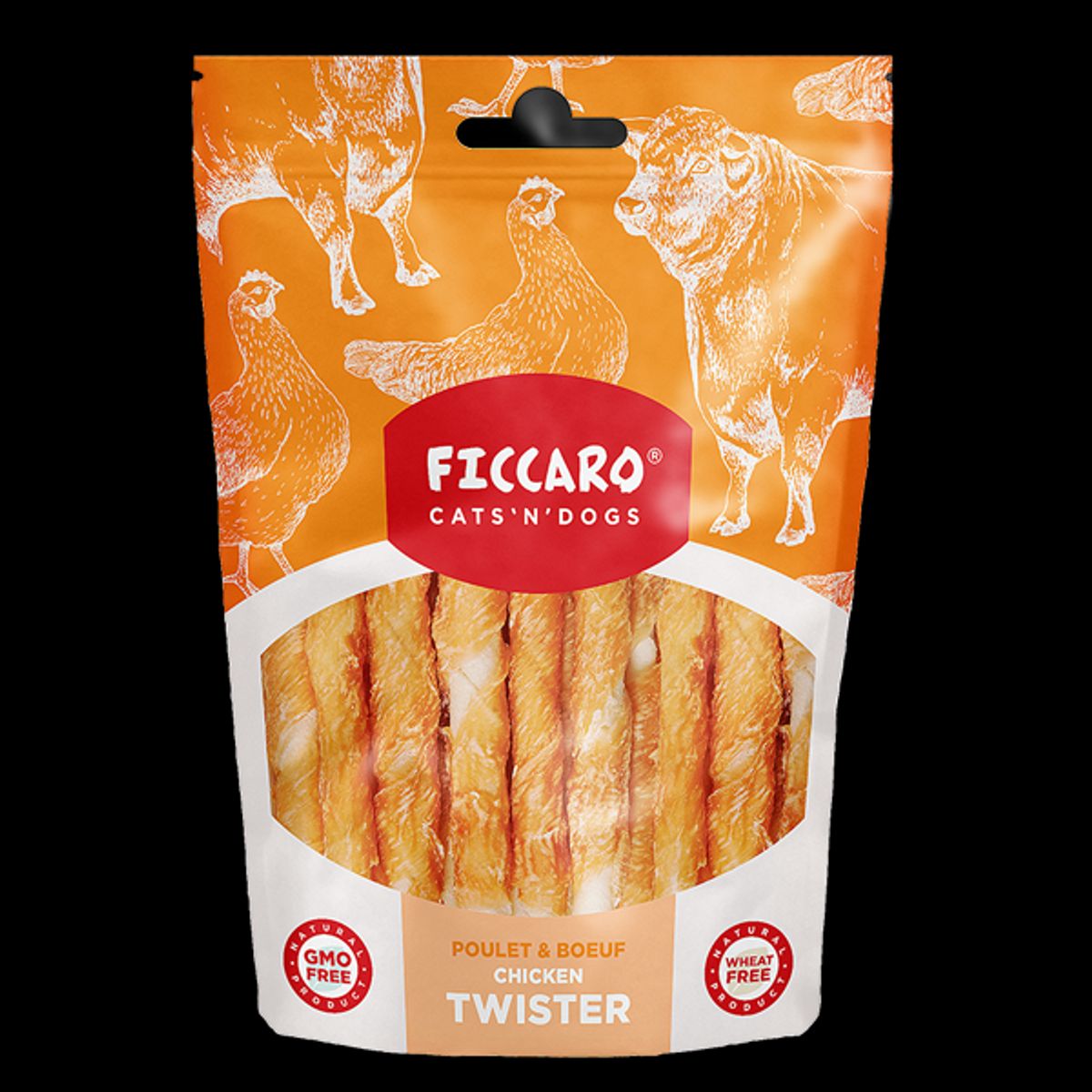 Ficcaro hundegodbid twister m kylling