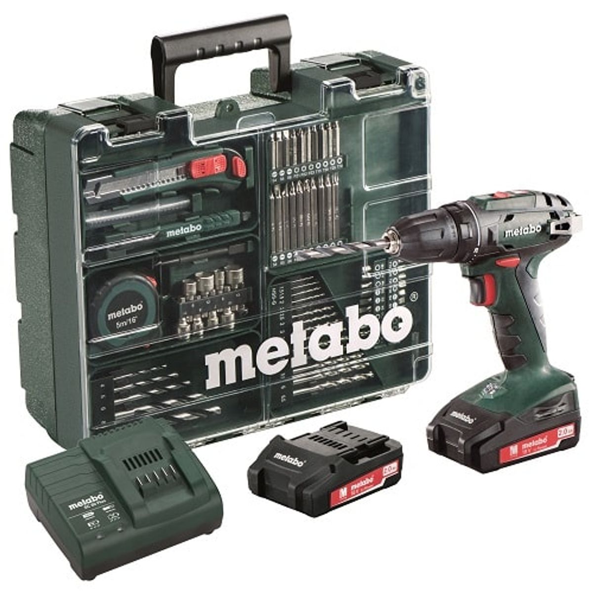 Metabo Akku Bore/-skruemaskine BS 18 Li 18V 2,0 Ah Workshop sæt