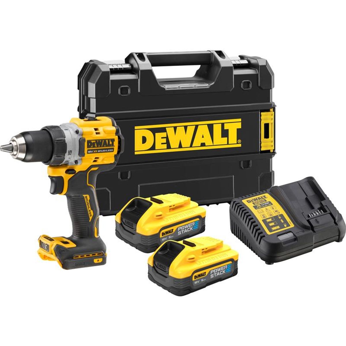 DeWalt 18V XR kulløs bore-/skruemaskine - 2 x. Powerstack 5Ah