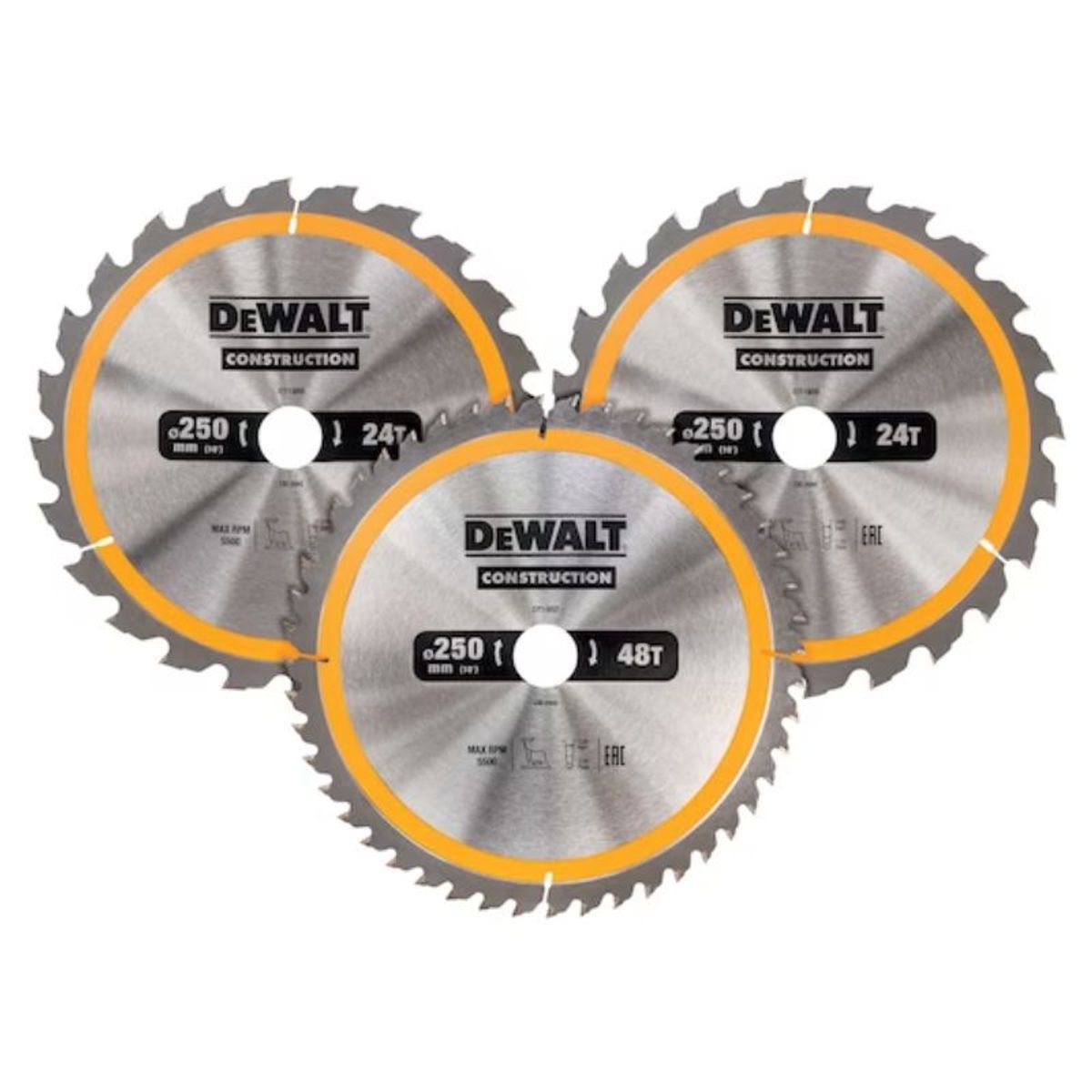 DeWalt Rundsavsklinger 250mm 3pak (2x24T 1x48T)