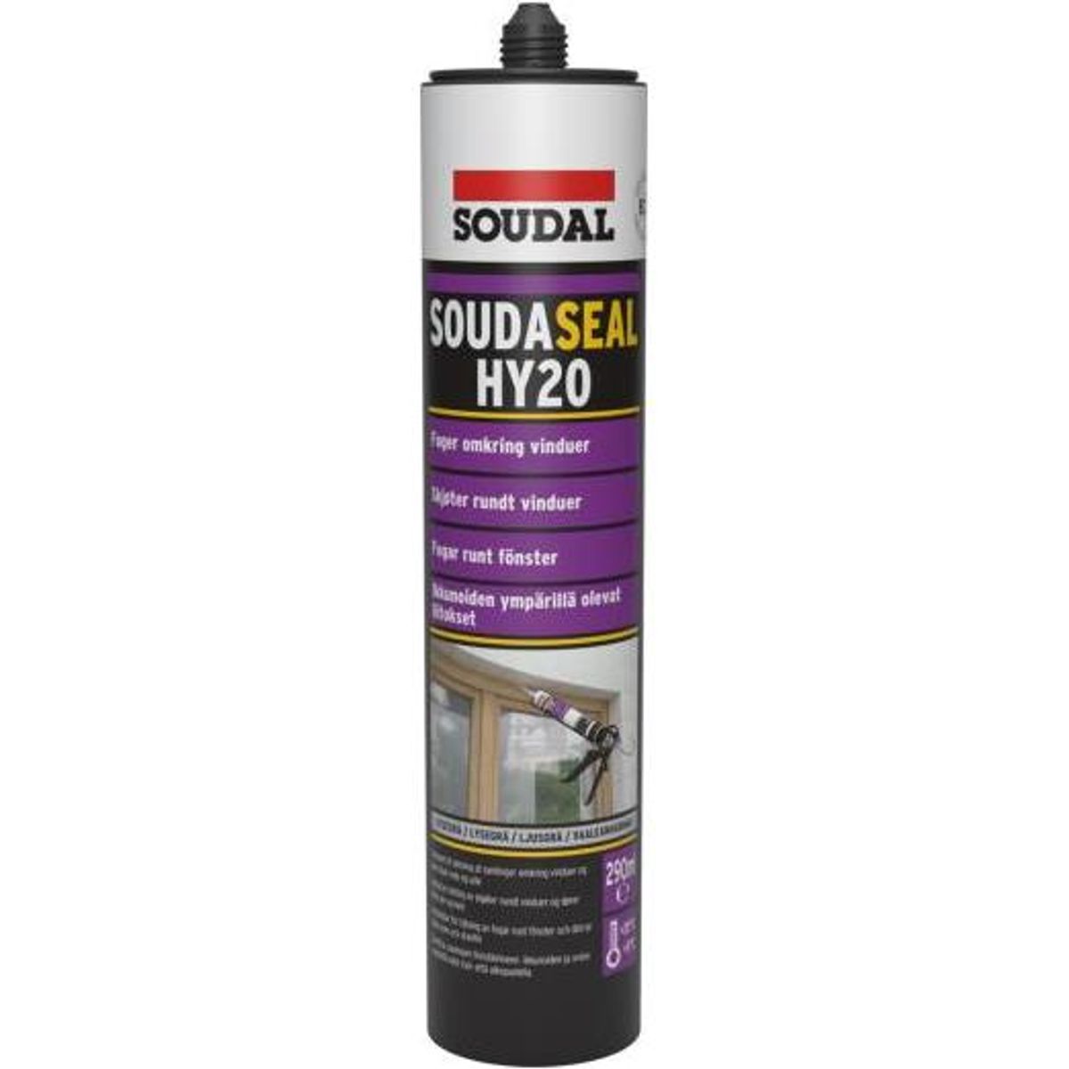 Soudal MS fugemasse til vinduer og døre Soudasesal HY20 600ml RAL 9016