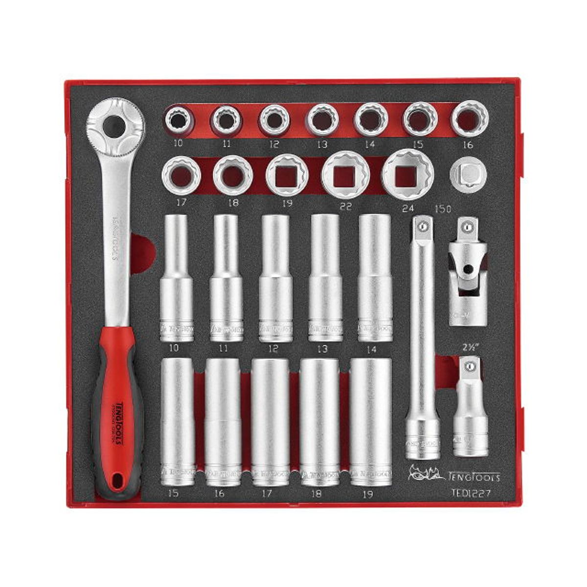 Teng Tools Topnøglesæt 1/2" TED1227 med 27 dele