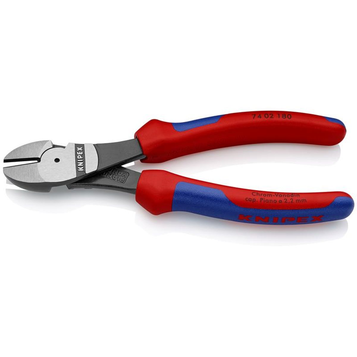 Knipex Kraft-skævbider sort atramenteret, med flerkomponent-håndtag 180 mm