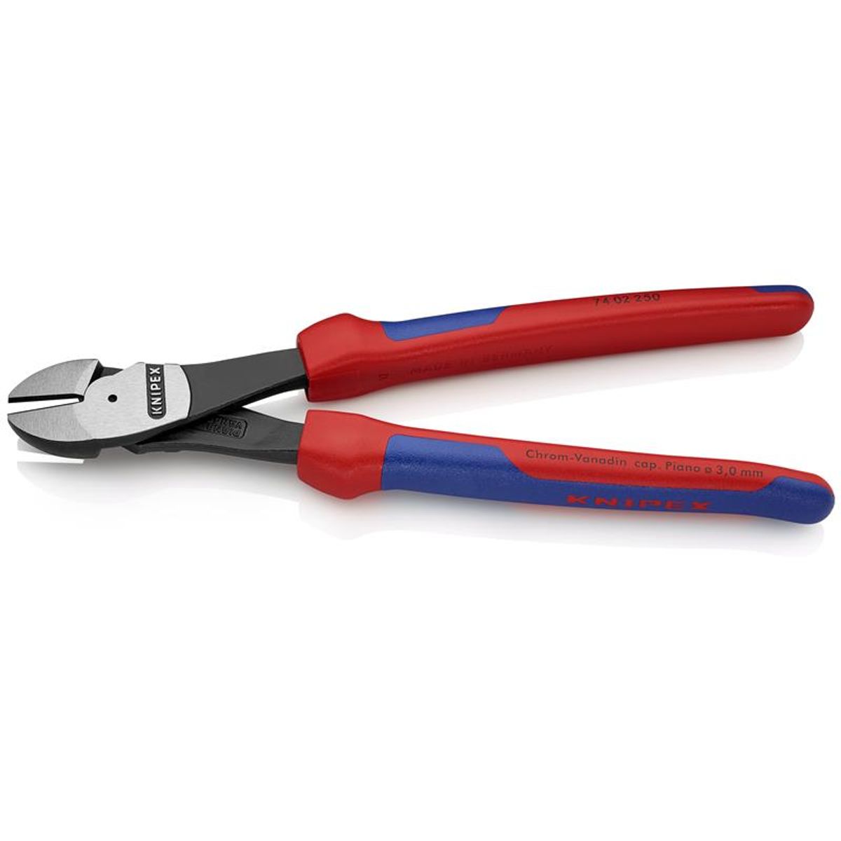 Knipex Kraft-skævbider sort atramenteret, med flerkomponent-håndtag 250 mm