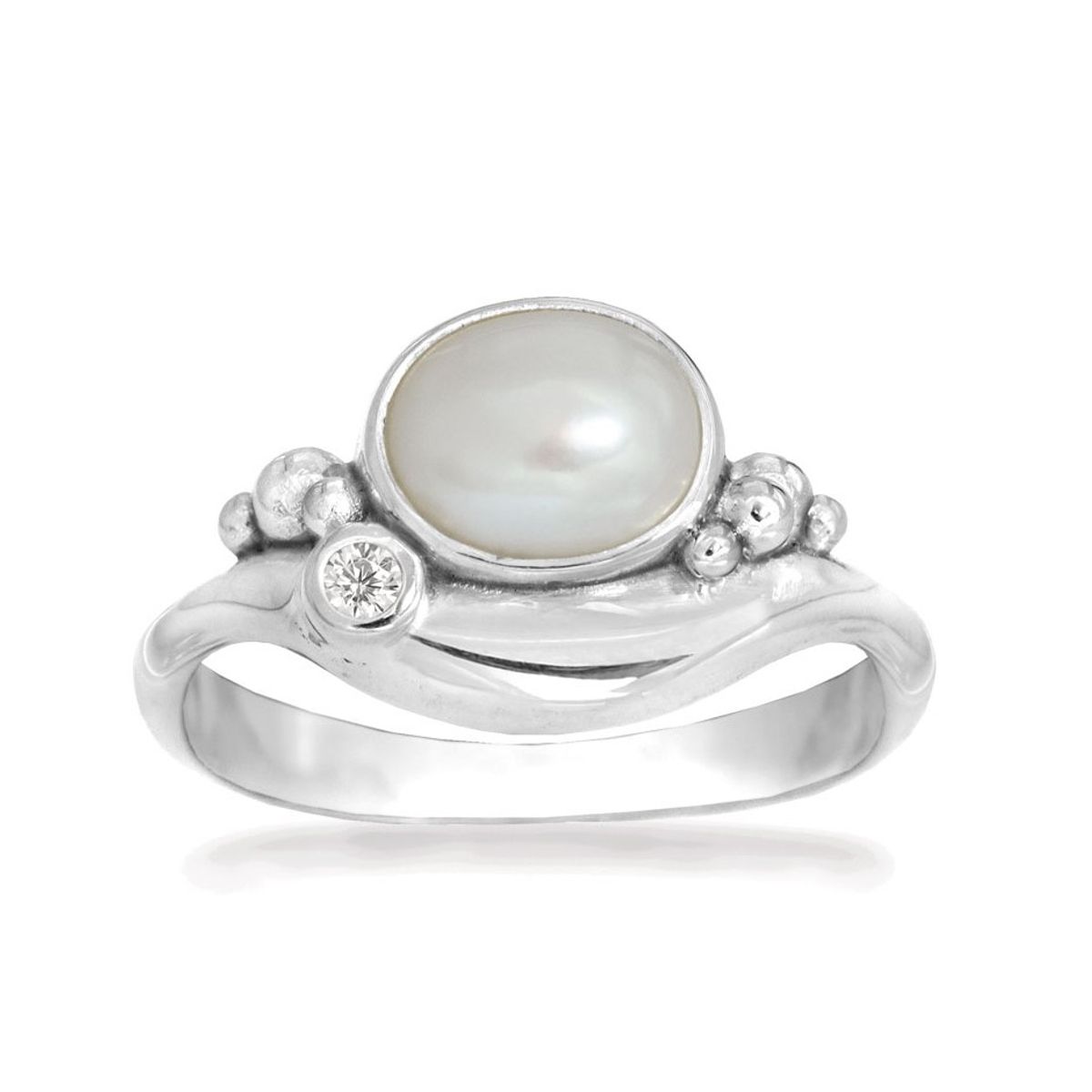 Rabinovich - Sølv ring med hvid perle - Pleasant Pearl - størrelse 57