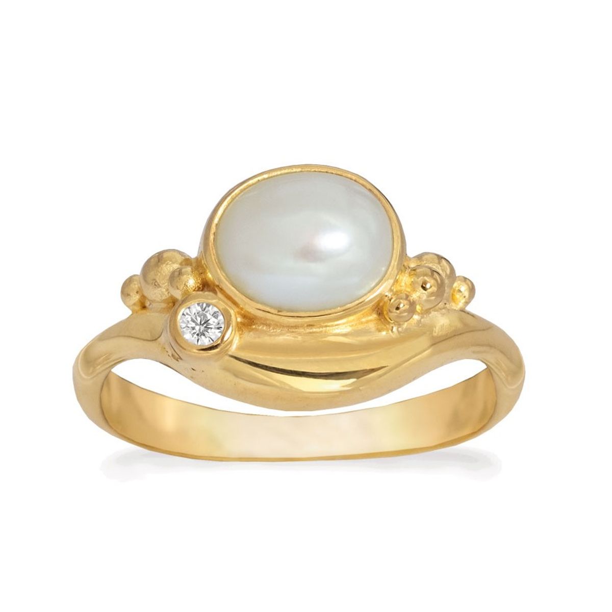 Rabinovich - Forgyldt ring med hvid perle - Pleasant Pearl - størrelse 52