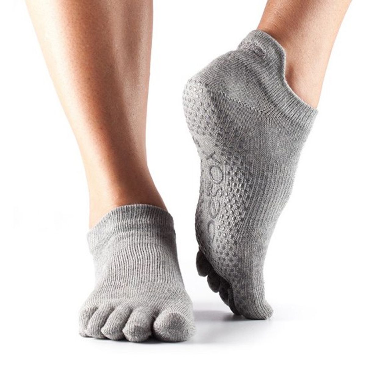 ToeSox Fulltoe Lowrise Grip (Heather Grey - L)