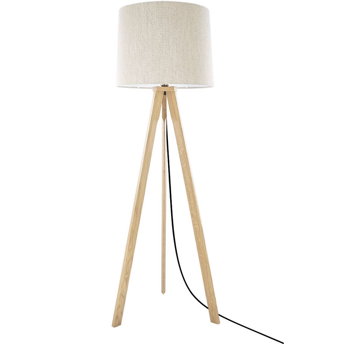 Gulvlampe eg natur med beige skærm Herzblut