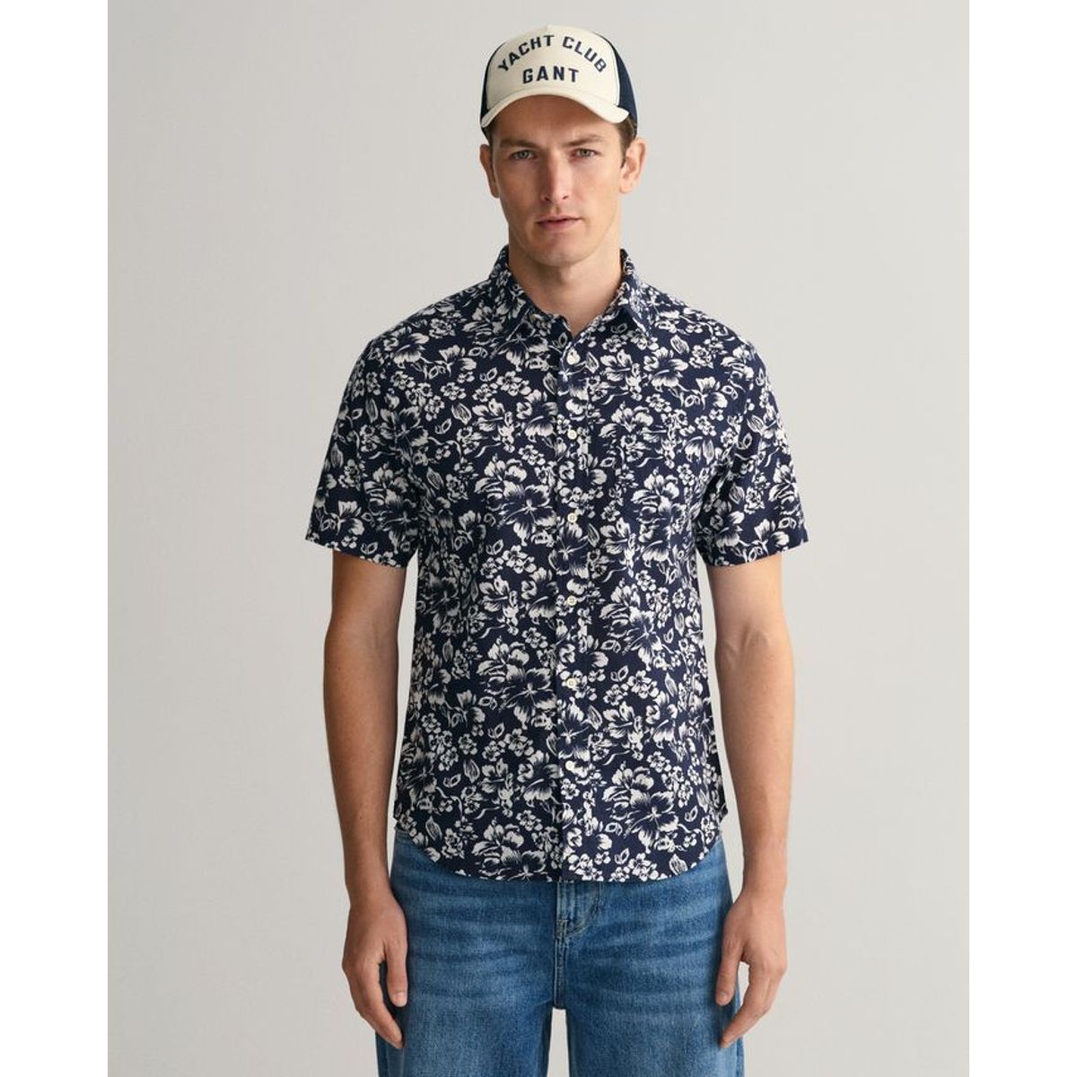 REG FLORAL COTTON LINEN SS SHIRT