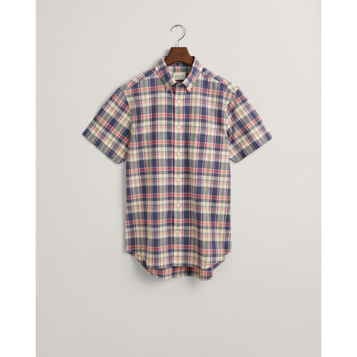 REG COTTON LINEN CHECK SS SHIRT