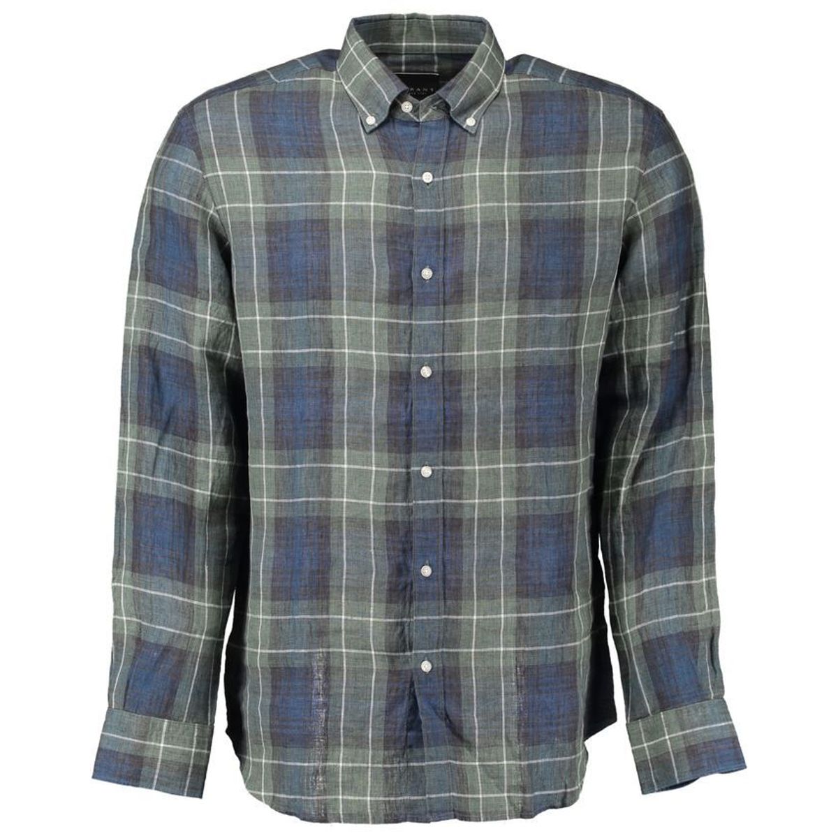 Checked linen shirt regular fi