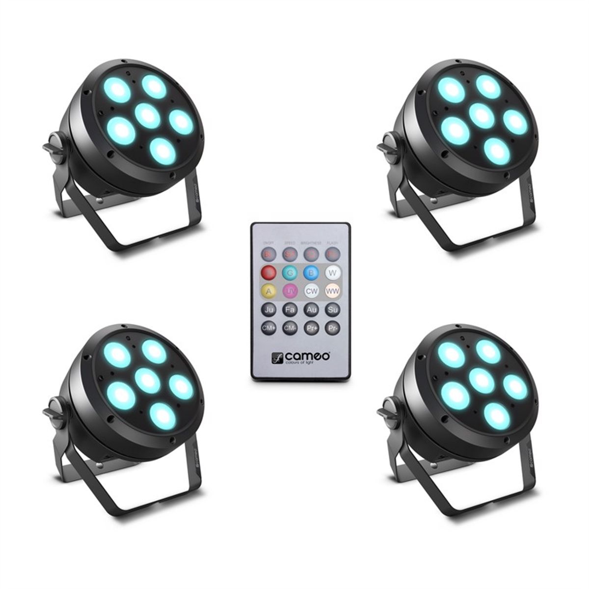 Cameo ROOT PAR 6 SET 1 - Set Including 4 x CLROOTPAR6 Incl. IR Remote Control (CLPFLAT1REMOTE)