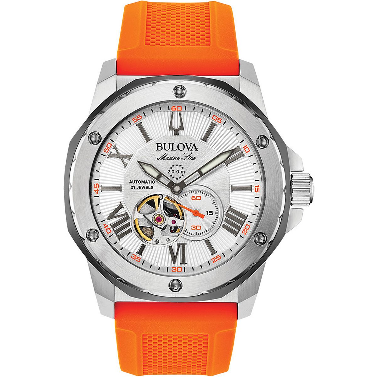 Bulova 98A226 Herreur Marine Star Ur med orange rem