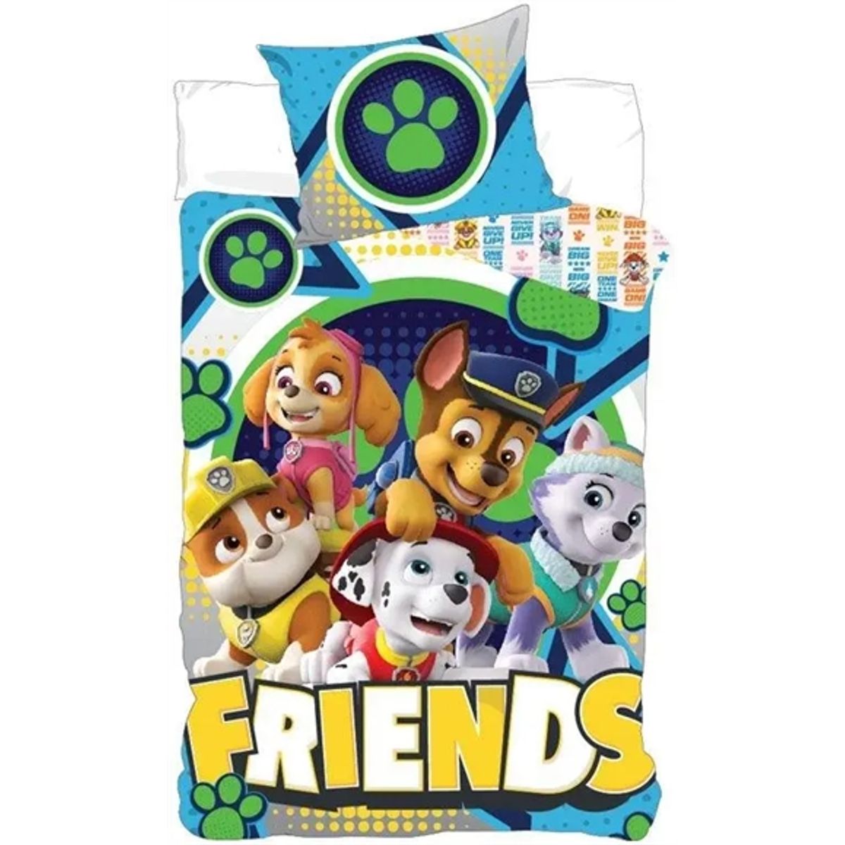 Paw Patrol Junior sengetøj 100x140 cm - Sengesæt med Paw Patrol FRIENDS - 2 i 1 - 100% bomuld