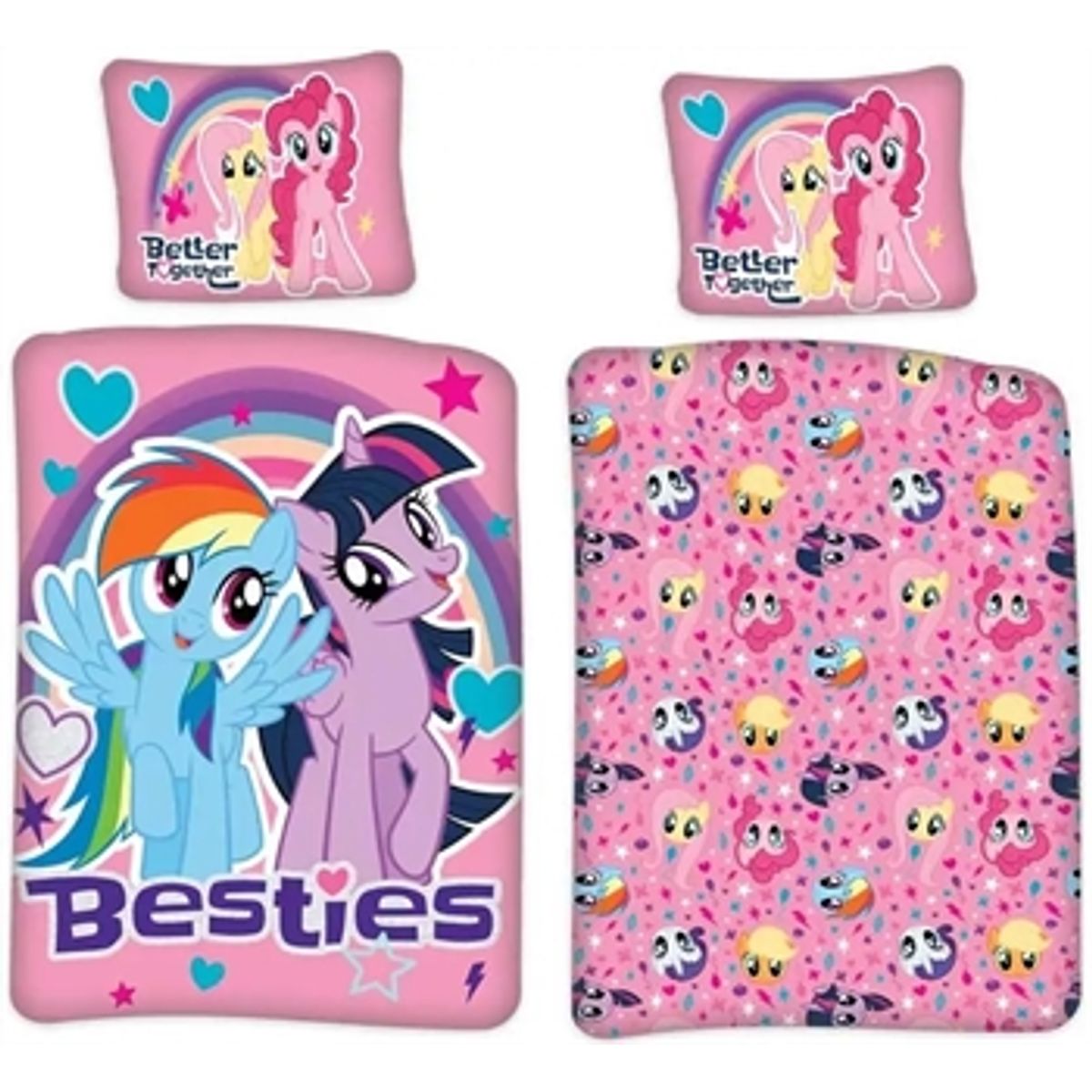 Junior sengetøj 100x140 cm - My Little Pony Besties - 2 i 1 design - 100% bomuld