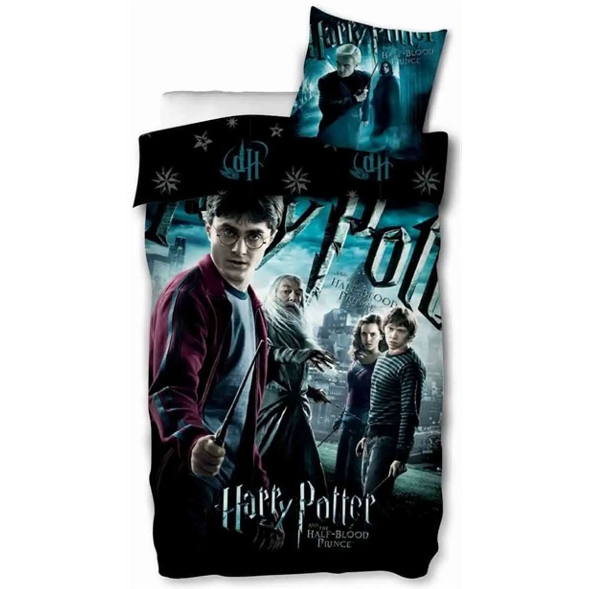 Harry Potter sengetøj - 140x200 cm - Harry potter og Dumbledore sengesæt - 2 i 1 design - 100% bomuld