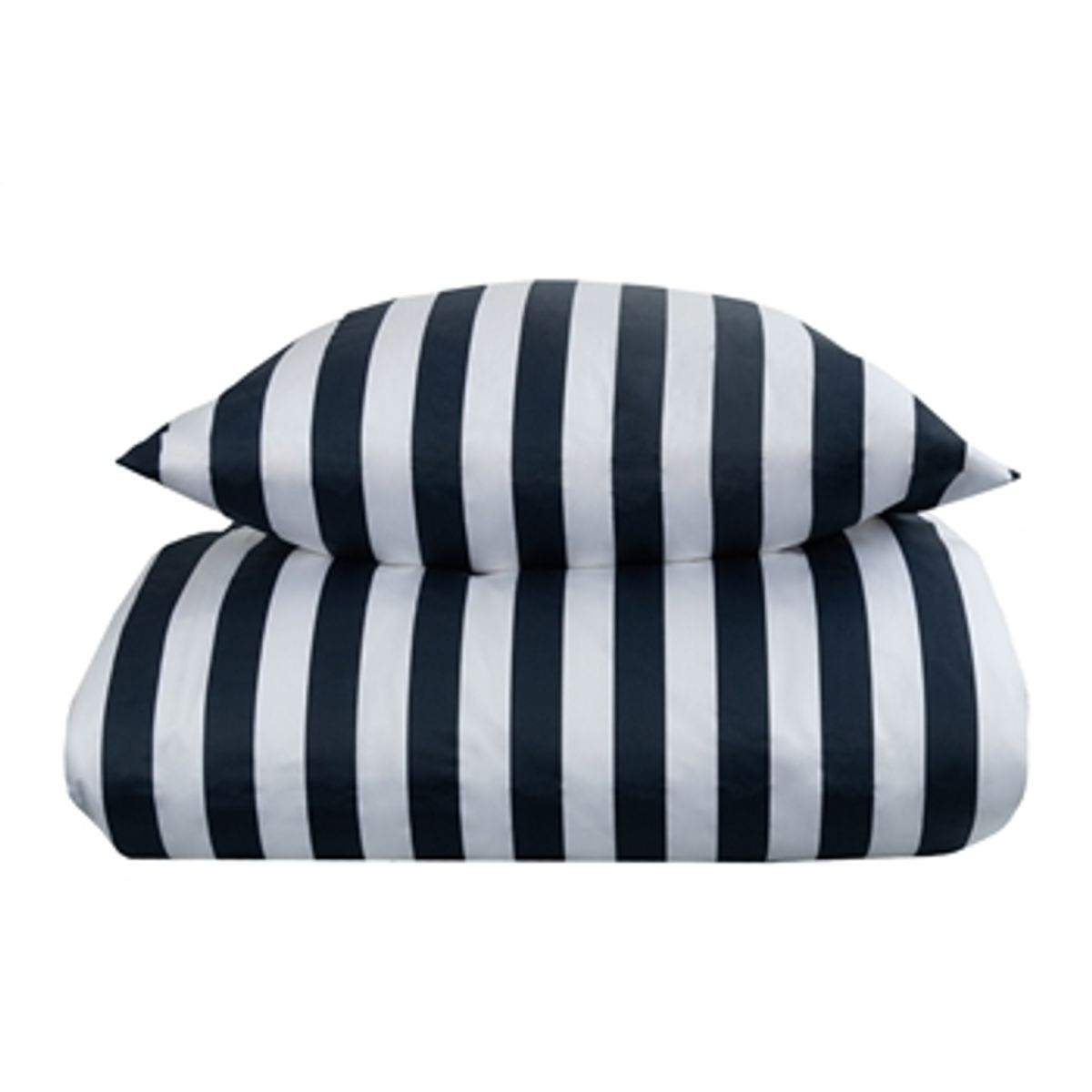 Stribet sengetøj til king size dyne - 240x220 cm - Blødt bomuldssatin - Nordic Stripe - Blåt og hvidt sengesæt