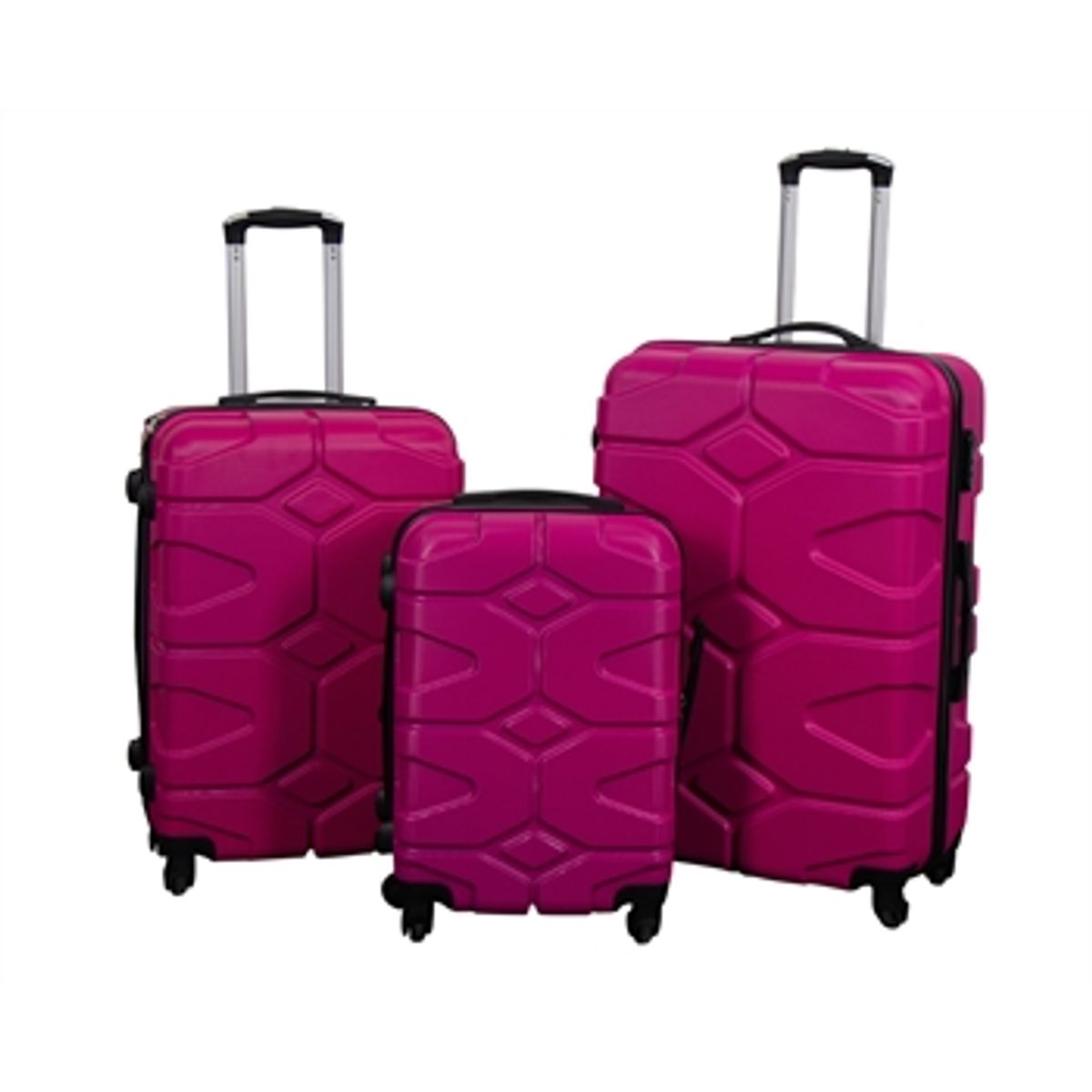 Kuffertsæt - 3 stk. - Hardcase rejsekufferter - Military Pink - Letvægts kufferter