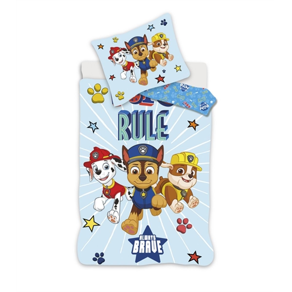 Paw Patrol Juniorsengetøj 100x140 cm - Always brave - Vendbart design - 100% bomuld