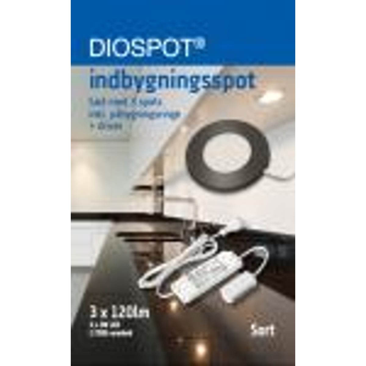 Diospot Flat - Sæt med 3xLED Indbygningsspot 3w/927 (120 lumen) og driver - Sort