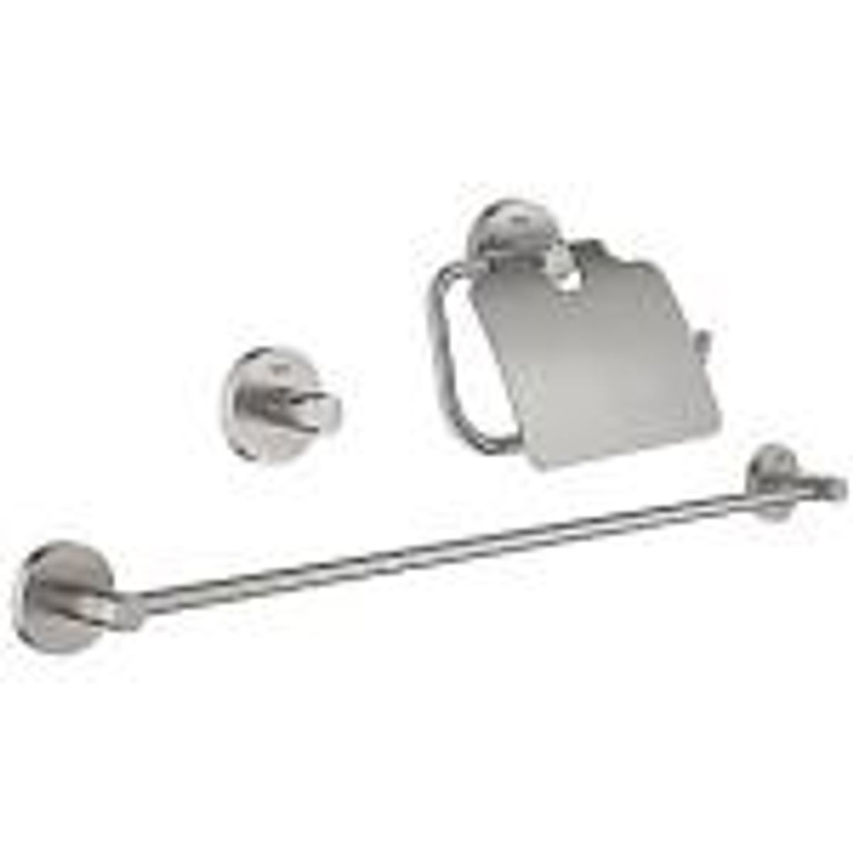 GROHE Essentials tilbehørssæt 3 i 1, håndklædeholde, krog, papirholder, Supersteel