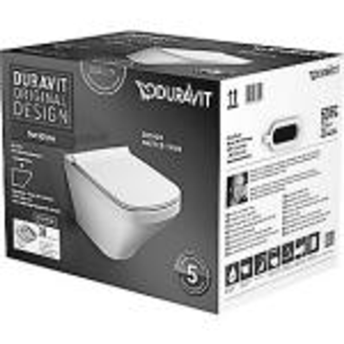 Duravit Durastyle hængeskål Rimless med softclose toiletsæde, hvid Højglans 373x540x393mm