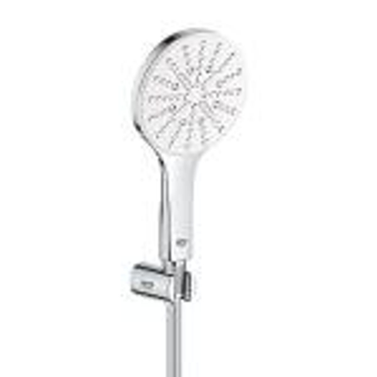 GROHE sprayplade moon white Rainshower SmartActive 130 håndbrusersæt 3 sprays, med håndbruse holder, Silverflex bruseslange 1.500 mm, krom