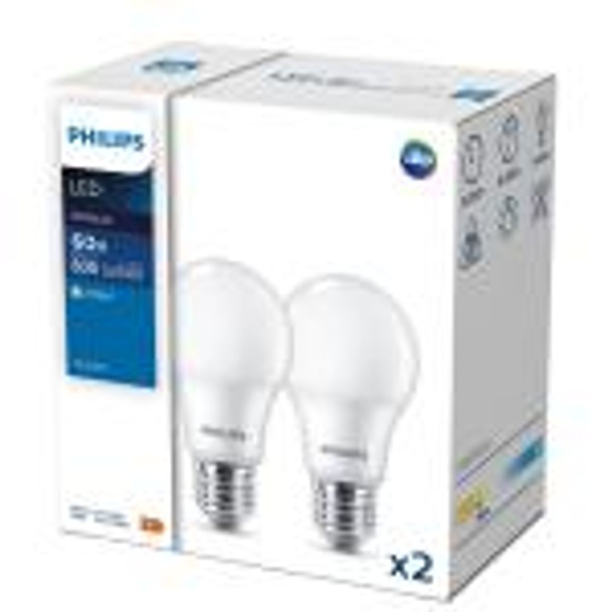 Philips led standard 4,9w (40w) a60 e27 827 mat 2-pak