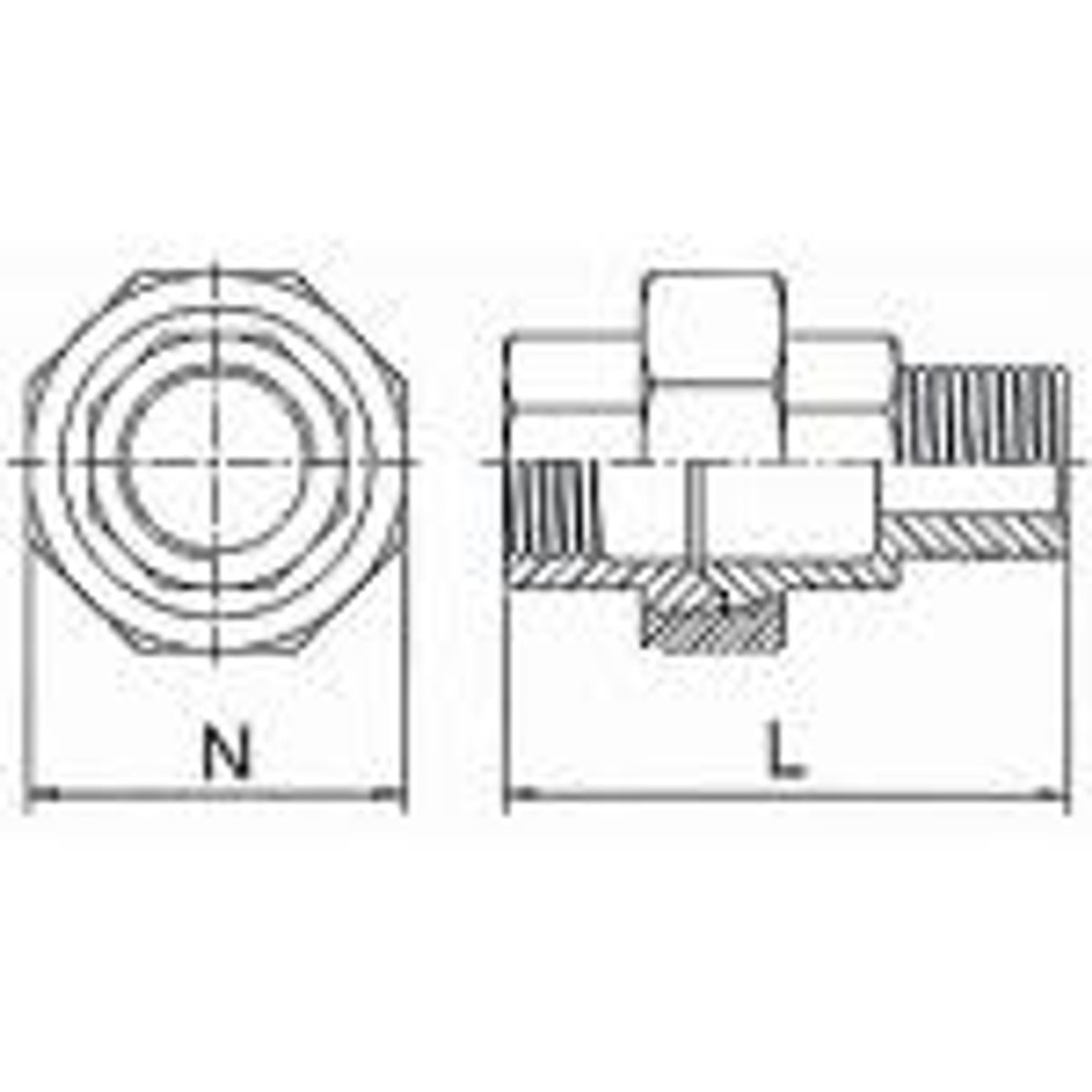 Union 1/2'' muffe/nippel. Maskinbearbejdet. Rustfri AISI 316