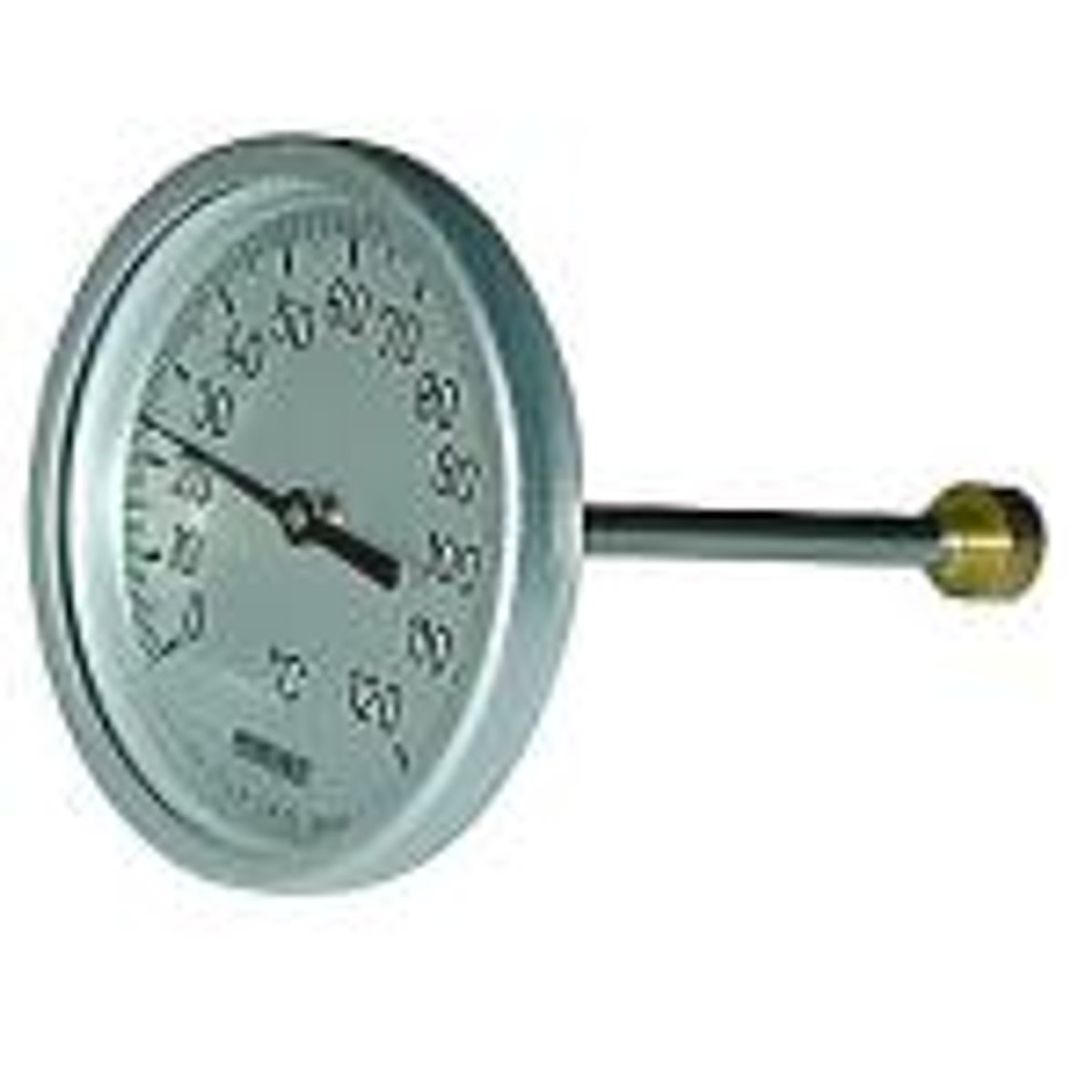 Rüeger TCH termometer 80x50 mm. Rustfrit stål, frontring i aluminium. 0-120 °C