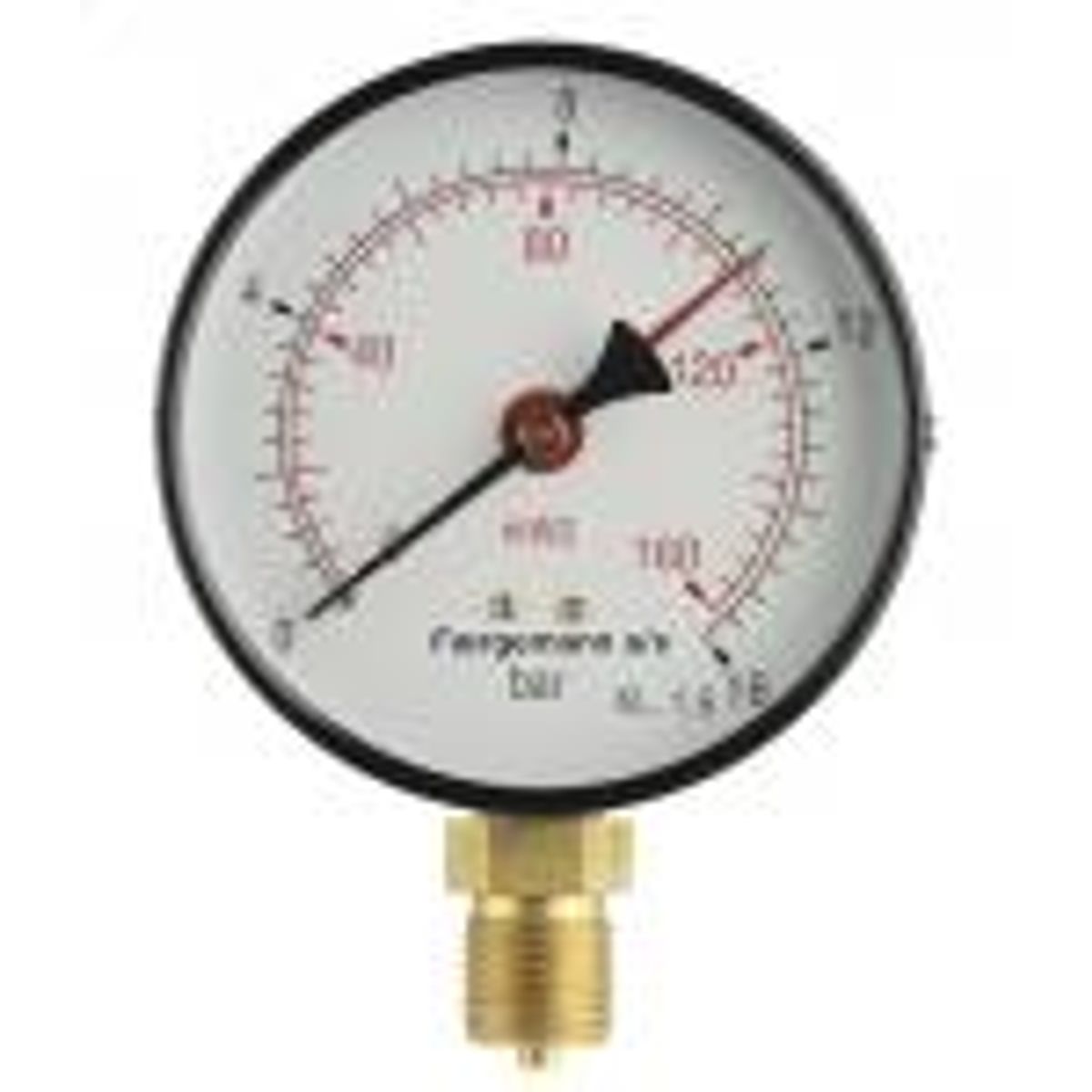 Manometer 1/2xø80 0-2,5 bar/0-25 mvs, nedadrettet studs