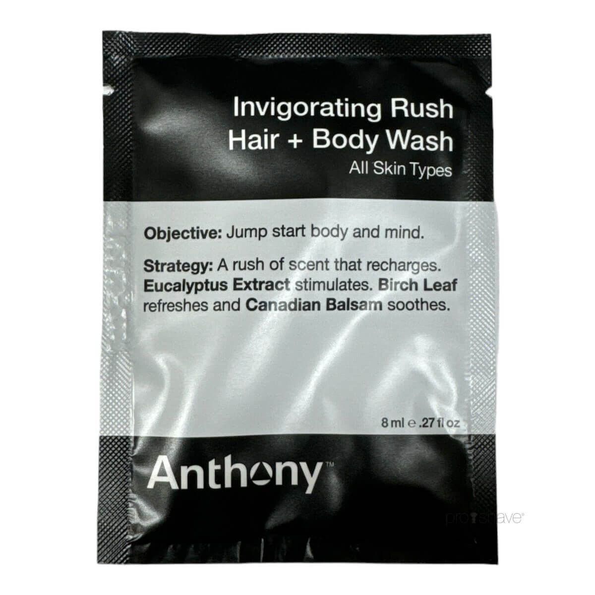 Anthony Logistics Invigorating Rush Hair & Body Wash, Sample, 8 ml.